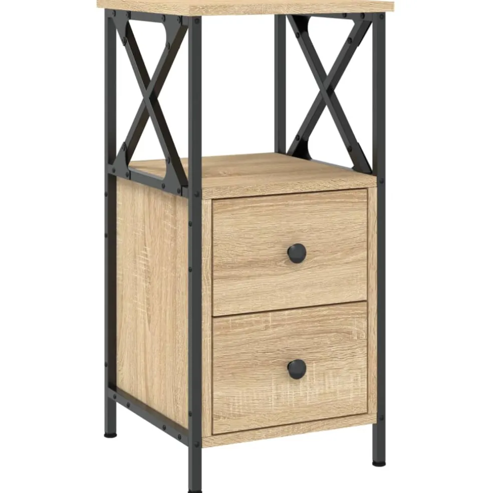 vidaXL Nachtkastje 34x35,5x70 cm bewerkt hout sonoma eikenkleurig