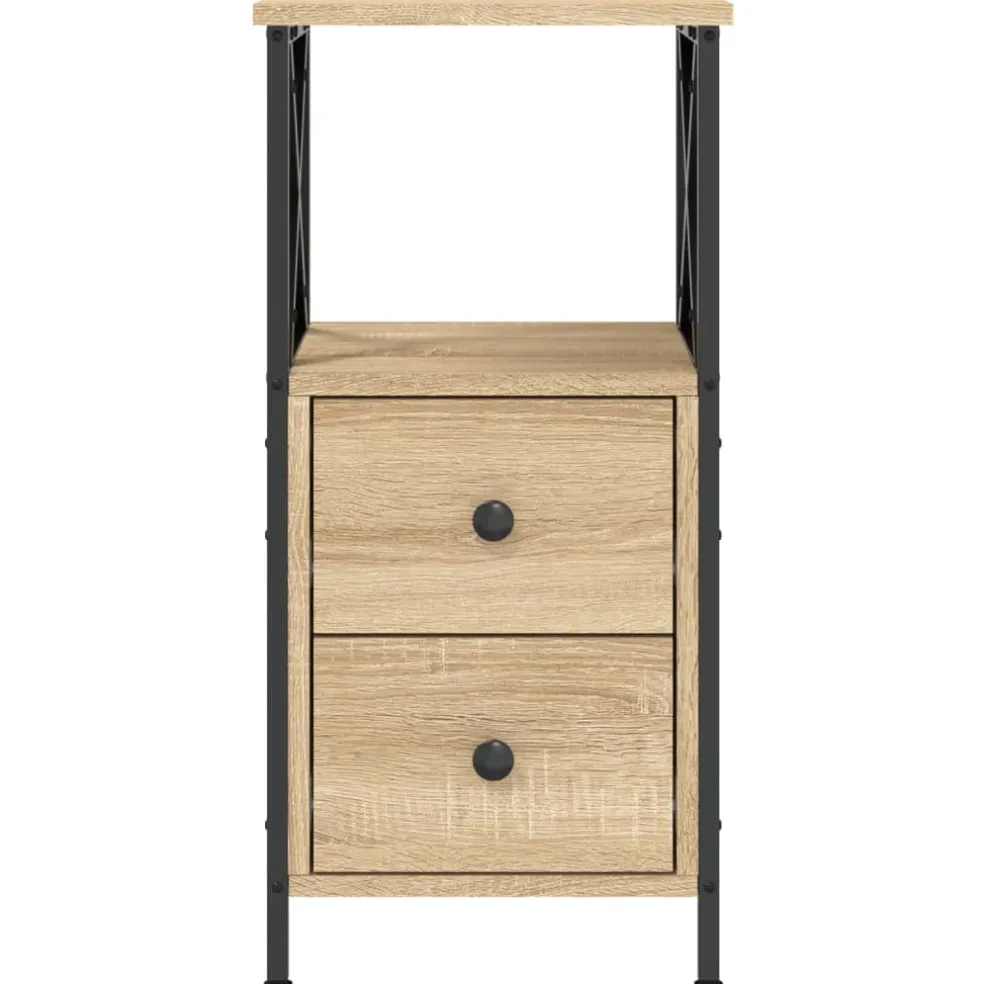 vidaXL Nachtkastje 34x35,5x70 cm bewerkt hout sonoma eikenkleurig