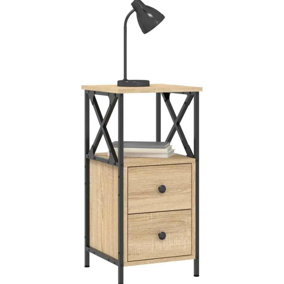 vidaXL Nachtkastje 34x35,5x70 cm bewerkt hout sonoma eikenkleurig