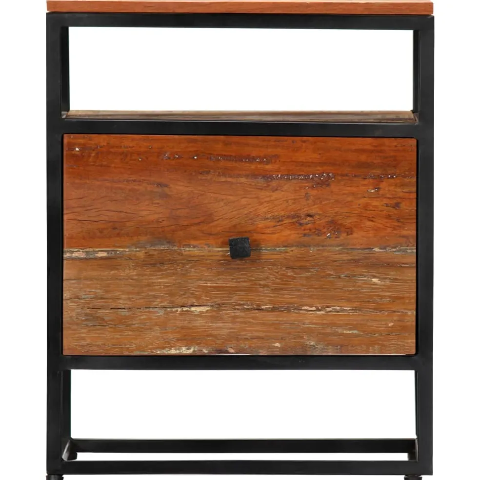 vidaXL Nachtkastje 40x30x50 cm massief gerecycled hout en staal