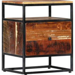 vidaXL Nachtkastje 40x30x50 cm massief gerecycled hout en staal