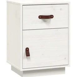 vidaXL Nachtkastje 40x34x55 cm massief grenenhout wit