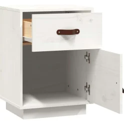 vidaXL Nachtkastje 40x34x55 cm massief grenenhout wit