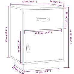 vidaXL Nachtkastje 40x34x55 cm massief grenenhout wit