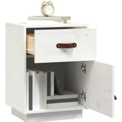 vidaXL Nachtkastje 40x34x55 cm massief grenenhout wit