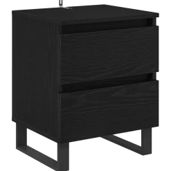 vidaXL Nachtkastje Zwart Eiken 40 x 35 x 50 cm Bewerkt hout