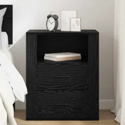 vidaXL Nachtkastje Zwart Eiken 35 x 50 x 60 cm Bewerkt hout