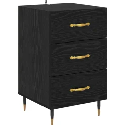 vidaXL Nachtkastje Zwart Eiken 40 x 40 x 66 cm Bewerkt hout