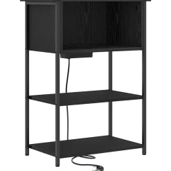 vidaXL Nachtkastje Zwart Eiken 55 x 31 x 76 cm Bewerkt hout