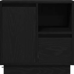 vidaXL Nachtkastje Zwart Eiken 50 x 34,5 x 50 cm. Bewerkt hout