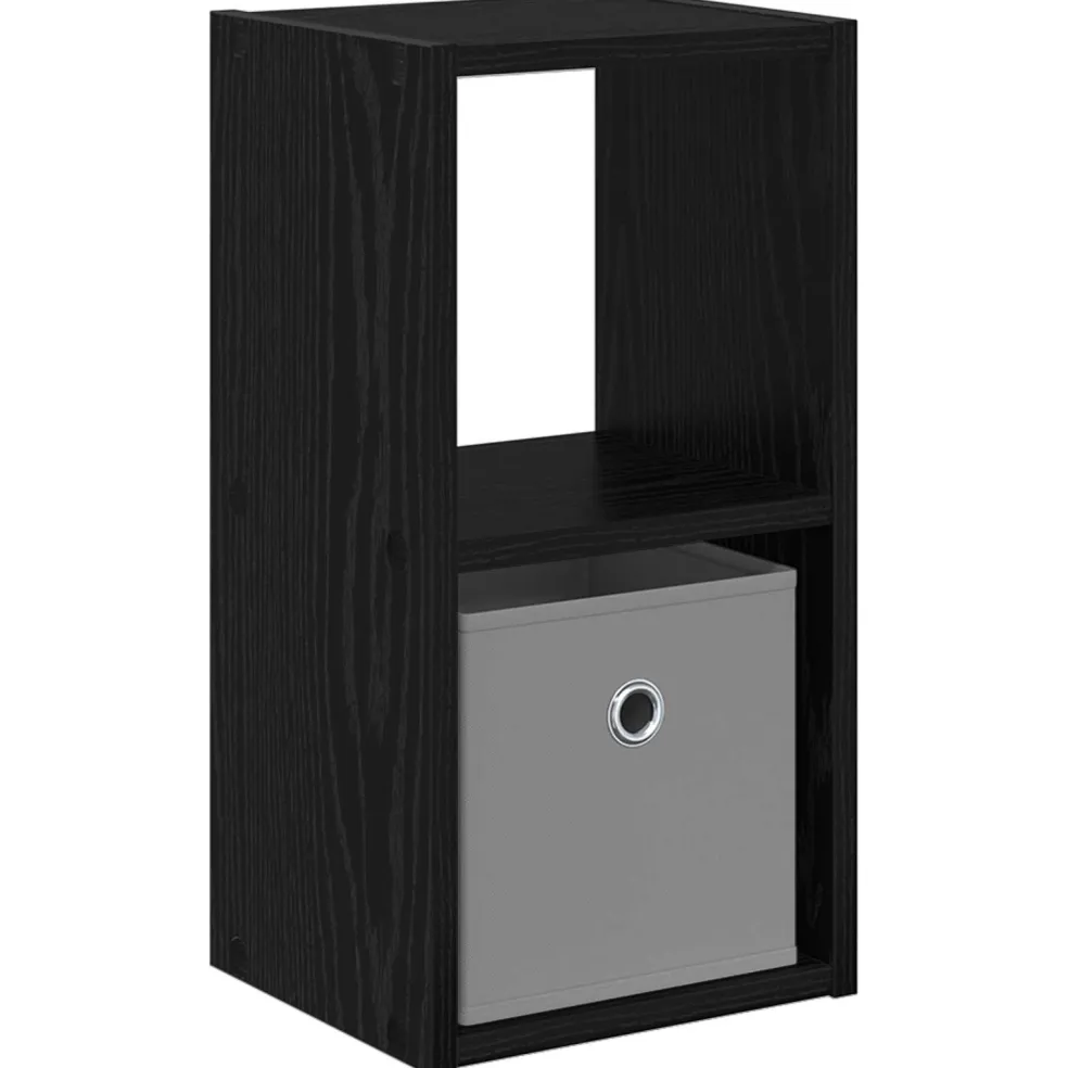 vidaXL Nachtkastje Zwart Eiken 25,5 x 22 x 49,5 cm Bewerkt hout