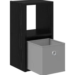 vidaXL Nachtkastje Zwart Eiken 25,5 x 22 x 49,5 cm Bewerkt hout