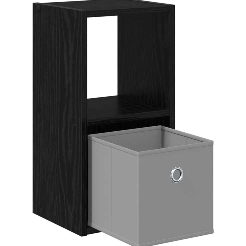 vidaXL Nachtkastje Zwart Eiken 25,5 x 22 x 49,5 cm Bewerkt hout