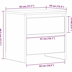 vidaXL Nachtkastje Zwart Eiken 45 x 34 x 44,5 cm Bewerkt hout