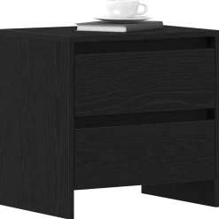vidaXL Nachtkastje Zwart Eiken 45 x 34 x 44,5 cm Bewerkt hout