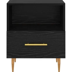 vidaXL Nachtkastje Zwart 40 x 35 x 47,5 cm Bewerkt hout