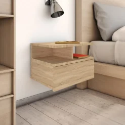 vidaXL Nachtkastje zwevend 40x31x27cm bewerkt hout sonoma eikenkleurig