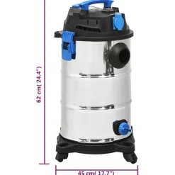 vidaXL Nat- en droogzuiger 1200 W 30 L zilverkleurig