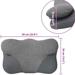 vidaXL Nek kussen Grijs Traagschuim 58 x 36 x 13 cm