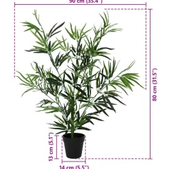 vidaXL Nepp Bambo Boom Groen 90 x 14 x 80 cm Stof en Bamboe