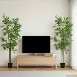 vidaXL Nepp Bambo Boom 2 st Groen 60 x 18 x 190 cm Stof en Bamboe