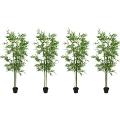 vidaXL Nepp Bambo Boom 4 st Groen 60 x 18 x 190 cm Stof en Bamboe