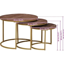 vidaXL Nest Koffietafels 3 st Donkerbruin 60 x 60 x 45 cm