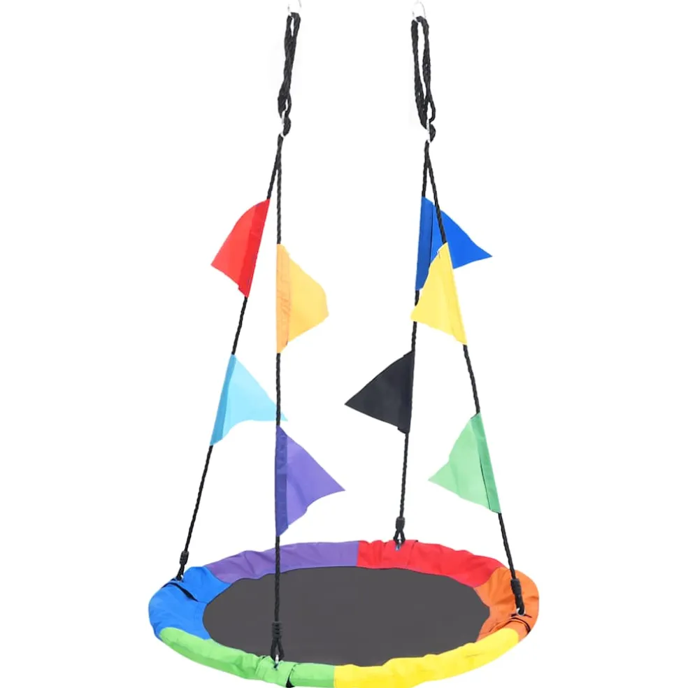 vidaXL Nestschommel met vlaggetjes 100 cm regenboogkleurig