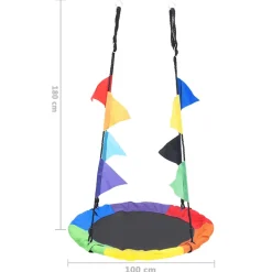 vidaXL Nestschommel met vlaggetjes 100 cm regenboogkleurig