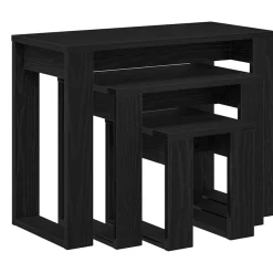 vidaXL Nesttafels 3 st Zwart Eiken 61 x 28 x 47 cm Bewerkt hout