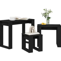 vidaXL Nesttafels 3 st Zwart Eiken 61 x 28 x 47 cm Bewerkt hout