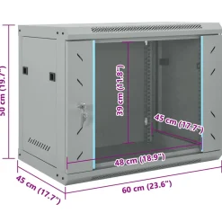 vidaXL Netwerk kabinet met opslag Grijs 60 x 45 x 50 cm Staal