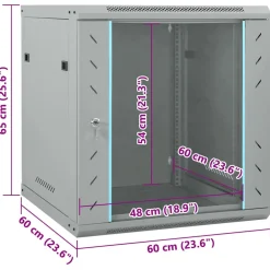 vidaXL Netwerk kabinet met opslag Grijs 60 x 60 x 65 cm Staal