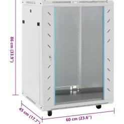 vidaXL Netwerk kabinet met opslag Grijs 600 x 600 x 1000 mm Staal