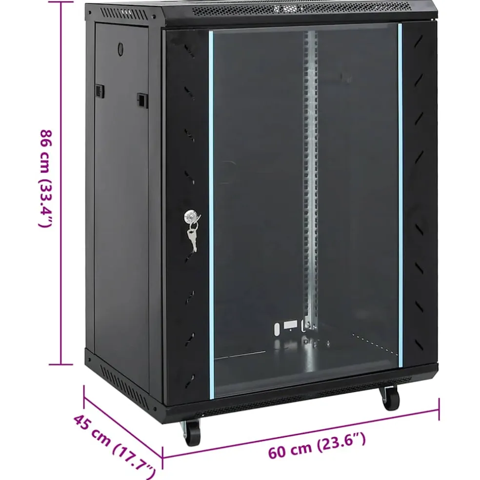 vidaXL Netwerk kabinet met opslag Zwart 600 x 600 x 1000 mm Staal
