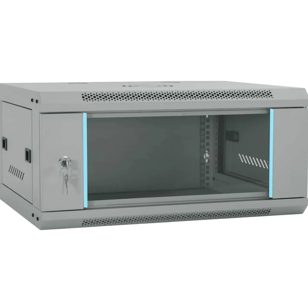 vidaXL Netwerk kabinet met opslag Grijs 60 x 35 x 28 cm Staal
