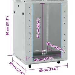 vidaXL Netwerk kabinet met opslag Grijs 60 x 60 x 80 cm Staal