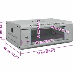 vidaXL Netwerk kabinet met opslag Grijs 53 x 45 x 21 cm Staal