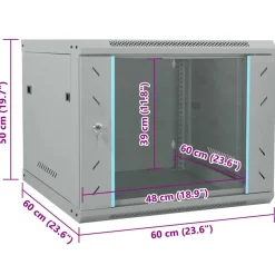 vidaXL Netwerk kabinet met opslag Grijs 60 x 60 x 50 cm Staal