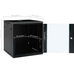 vidaXL Netwerkkast voor aan de muur 12U 19" IP20 600x600x640 mm
