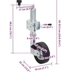 vidaXL Neuswiel met 2 staanders en 3 spanklemmen 60 mm