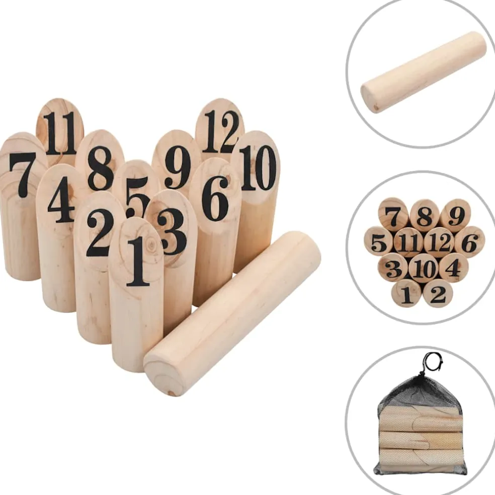 vidaXL Nummer Kubb spelset hout