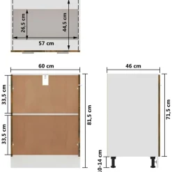 vidaXL Onderkast Lyon 60x46x81,5 cm bewerkt hout gerookt eikenkleurig