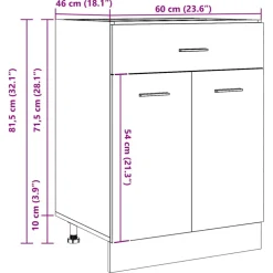 vidaXL Onderkast met lade Lyon 60x46x81,5 cm bewerkt hout artisanaal eiken