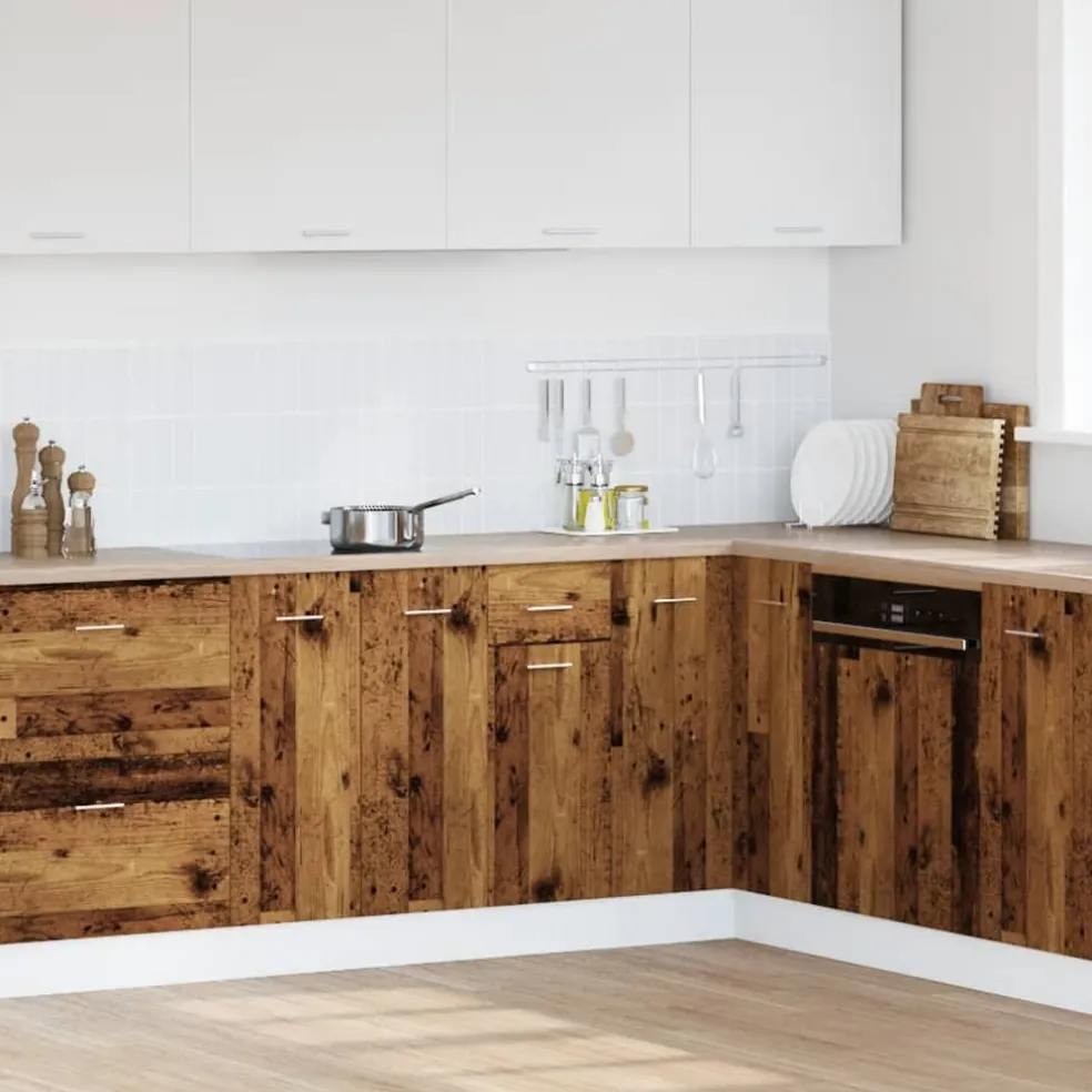 vidaXL Onderkast met lade Lyon 30x46x81,5 cm bewerkt hout oud houtkleurig