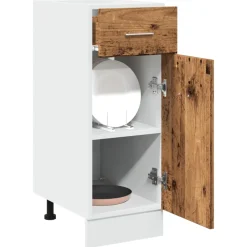 vidaXL Onderkast met lade Lyon 30x46x81,5 cm bewerkt hout oud houtkleurig