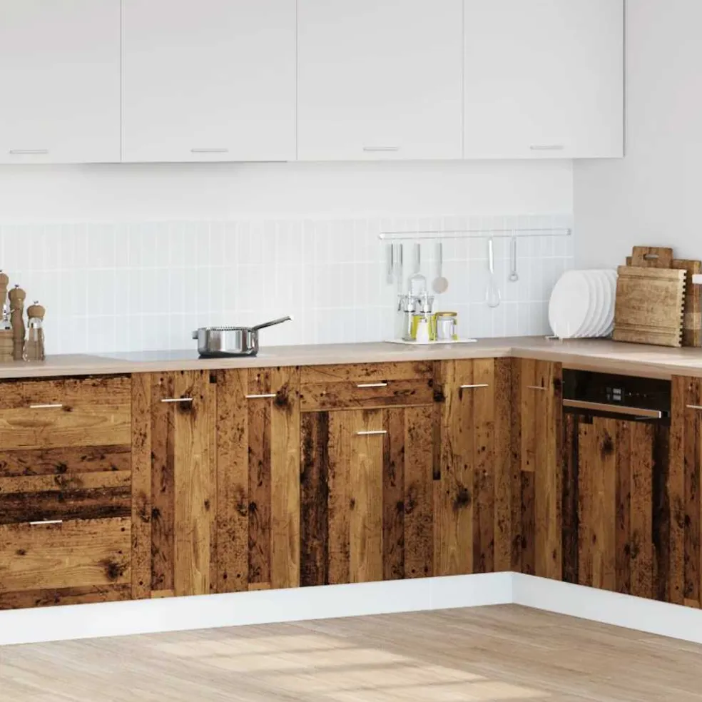 vidaXL Onderkast met lade Lyon 50x46x81,5 cm bewerkt hout oud houtkleurig