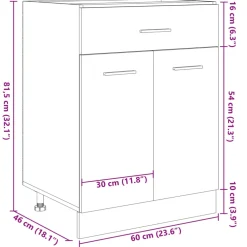 vidaXL Onderkast met lade Lyon 60x46x81,5 cm sonoma eikenkleurig