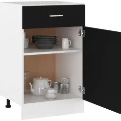 vidaXL Onderkast met lade Lyon 50x46x81,5 cm bewerkt hout zwart