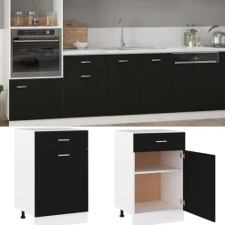 vidaXL Onderkast met lade Lyon 50x46x81,5 cm bewerkt hout zwart